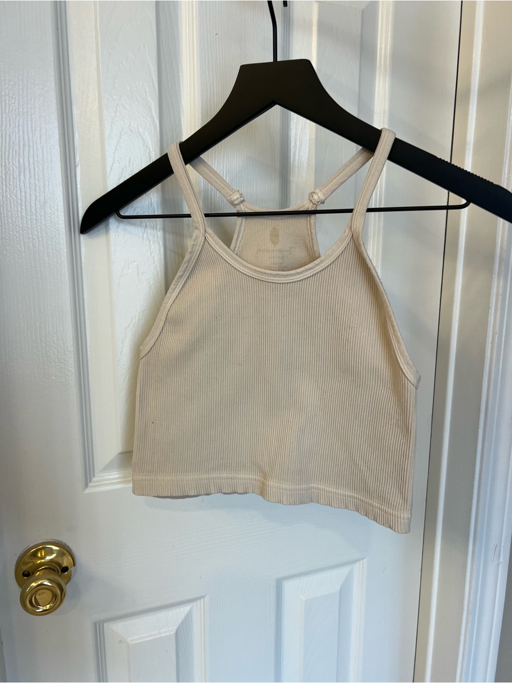 FP Movement by Free People Ribbed Cream Crop Tank